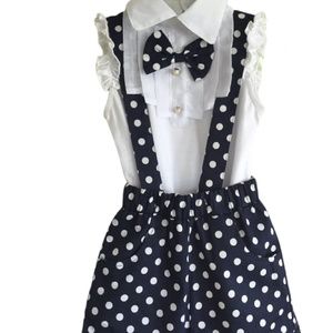 Polka Dots Overall Shorts -  2 Pcs - Set Size 3T
